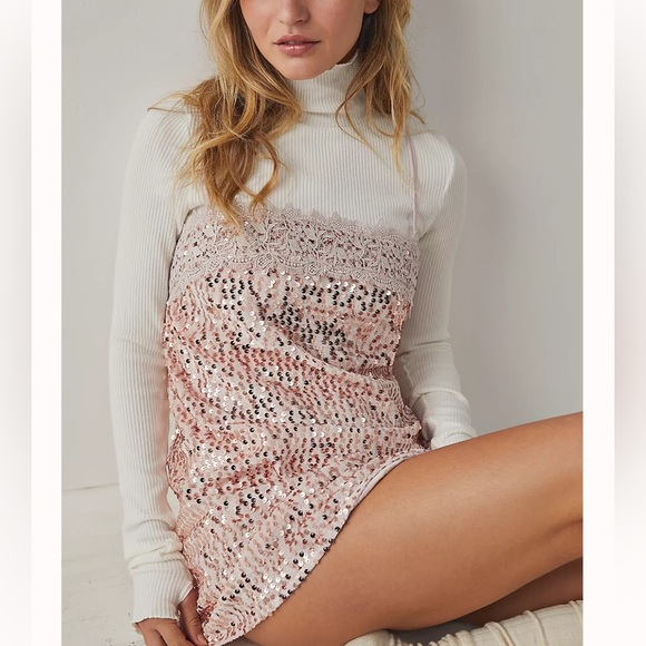 Free People Other - NWT Intimately By Free People That Girl Sequin Slip Dress In Pink Nectar size XS